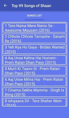 Top 99 Songs of Shaan android App screenshot 5